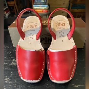 Pons Menorca Red Leather Sandals